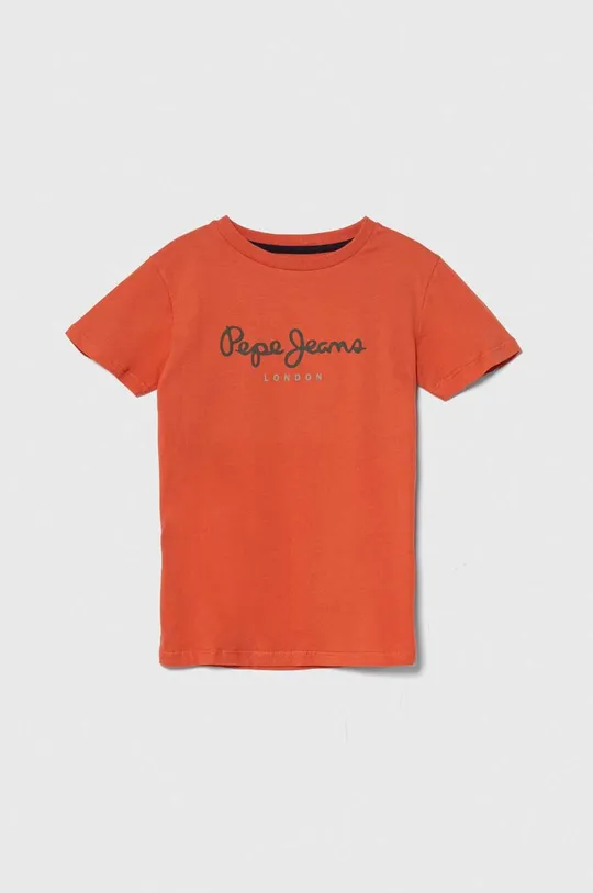 pomarańczowy Pepe Jeans t-shirt bawełniany dziecięcy PJL BJ Chłopięcy