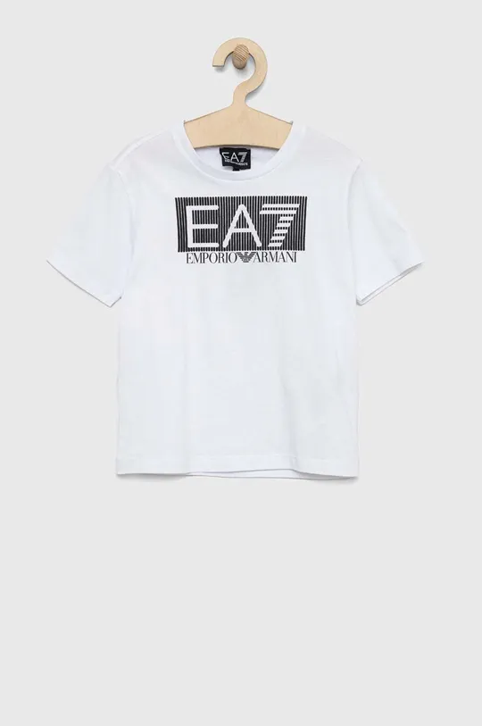 λευκό Παιδικό βαμβακερό μπλουζάκι EA7 Emporio Armani Για αγόρια