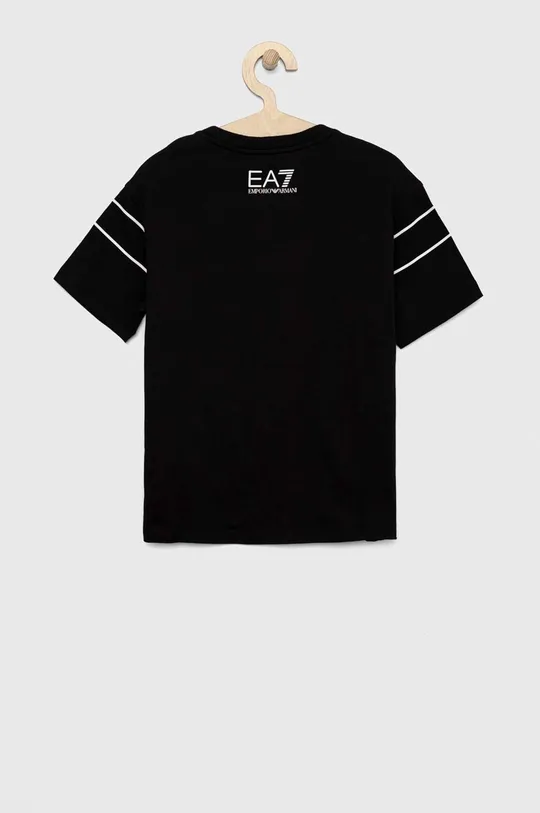 Παιδικό βαμβακερό μπλουζάκι EA7 Emporio Armani μαύρο