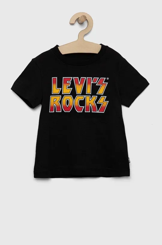 črna Otroška bombažna kratka majica Levi's Fantovski