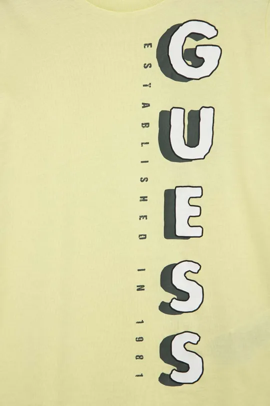 Dječja pamučna majica kratkih rukava Guess zelena