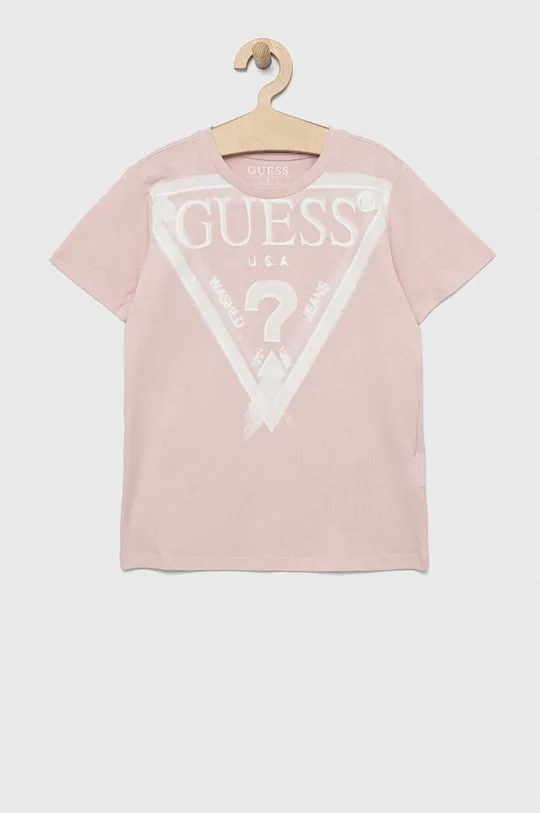 розовый Детская хлопковая футболка Guess Для мальчиков