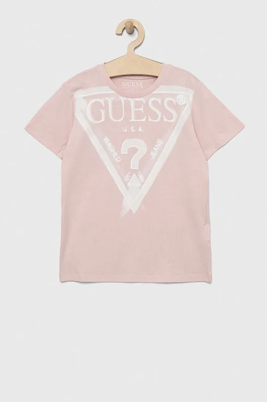 ροζ Παιδικό βαμβακερό μπλουζάκι Guess Για αγόρια