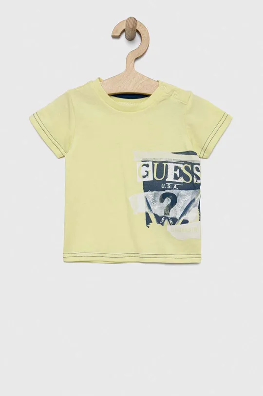 πράσινο Μωρό βαμβακερό μπλουζάκι Guess Για αγόρια