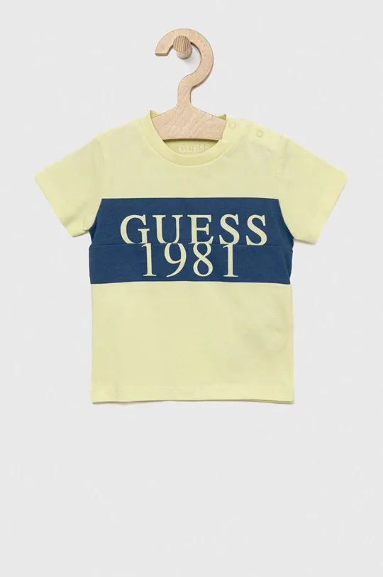 zielony Guess t-shirt bawełniany dziecięcy Chłopięcy