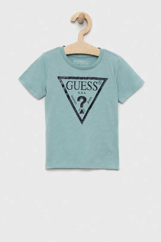 зелёный Детская хлопковая футболка Guess Для мальчиков