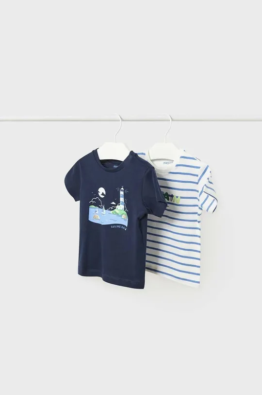 granatowy Mayoral t-shirt bawełniany niemowlęcy (2-pack) Chłopięcy