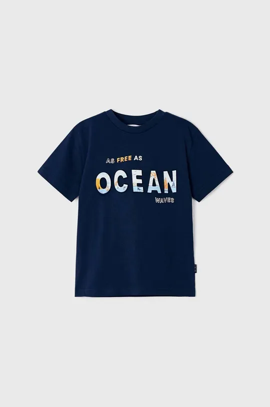 Otroška bombažna kratka majica Mayoral mornarsko modra