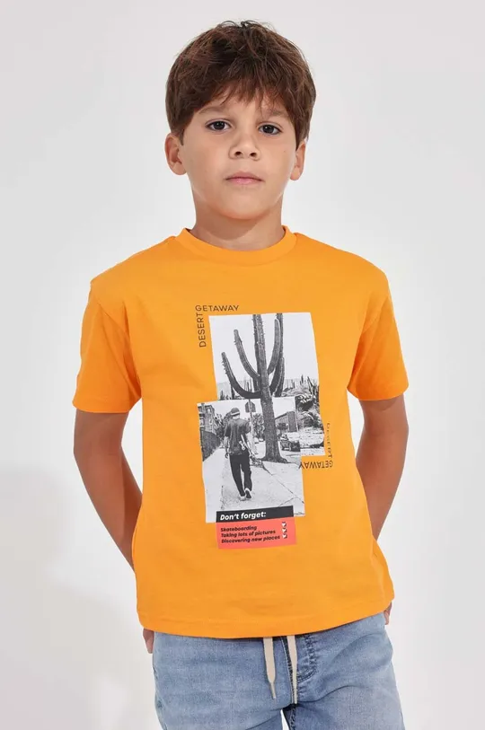 oranžová Detské bavlnené tričko Mayoral Chlapčenský