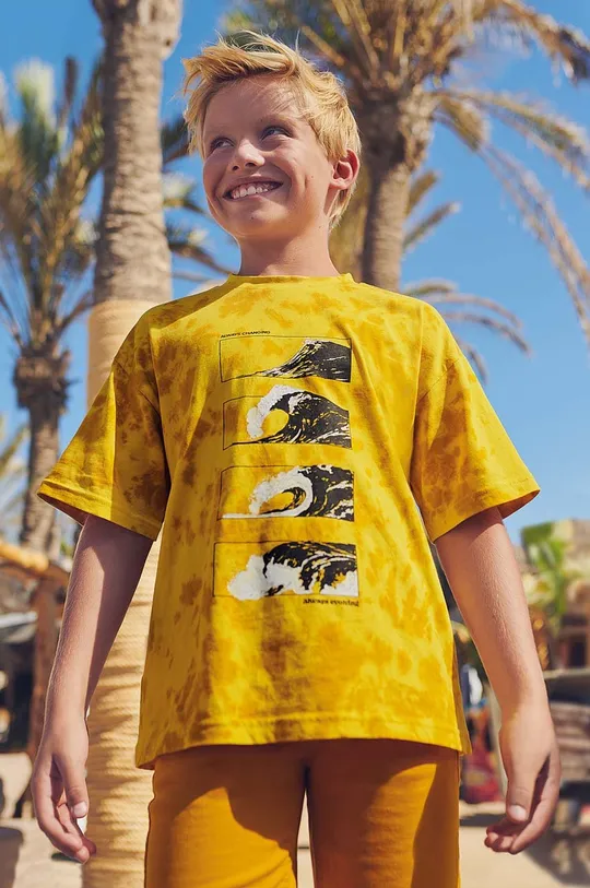 żółty Mayoral t-shirt bawełniany dziecięcy Chłopięcy