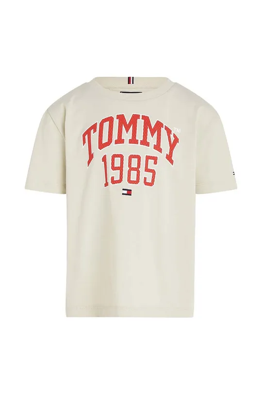 Dječja pamučna majica kratkih rukava Tommy Hilfiger bež