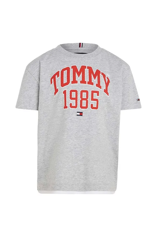 Παιδικό βαμβακερό μπλουζάκι Tommy Hilfiger γκρί