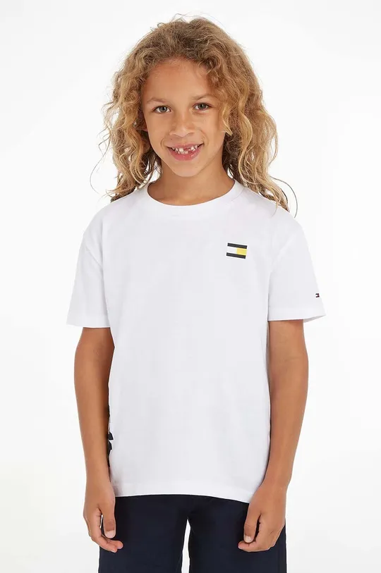 bijela Dječja pamučna majica kratkih rukava Tommy Hilfiger Za dječake