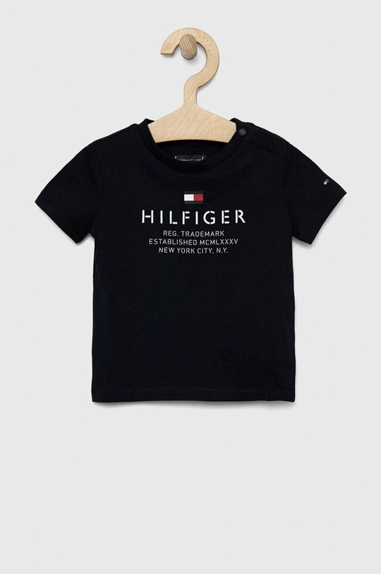 tmavomodrá Detské bavlnené tričko Tommy Hilfiger Chlapčenský