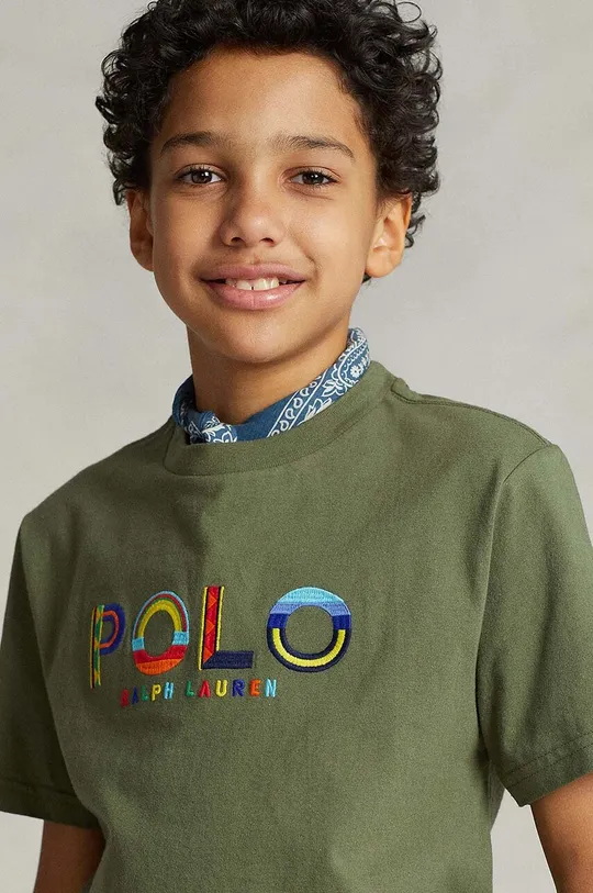 зелёный Детская хлопковая футболка Polo Ralph Lauren