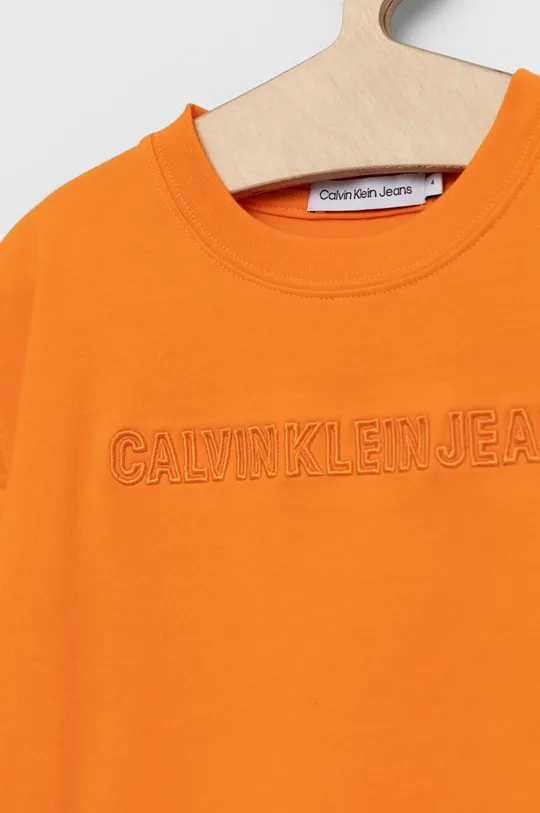 narančasta Dječja majica kratkih rukava Calvin Klein Jeans