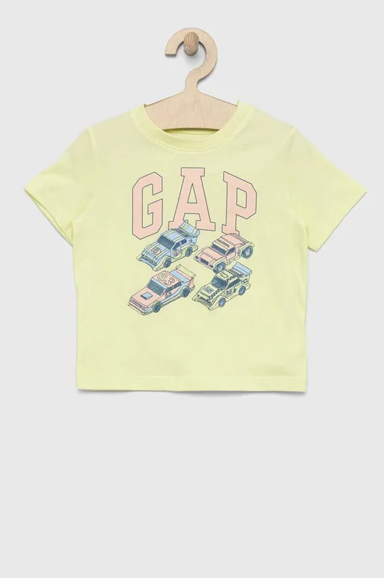 żółty GAP t-shirt bawełniany dziecięcy Chłopięcy