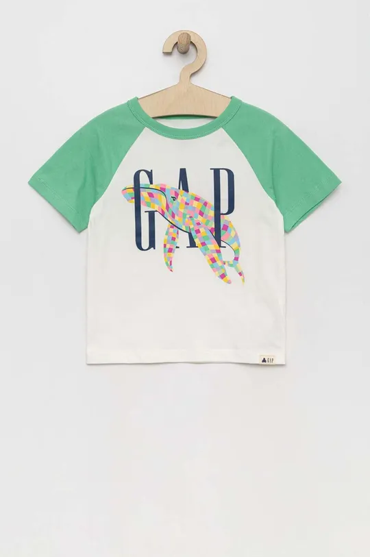 зелёный Детская хлопковая футболка GAP Для мальчиков