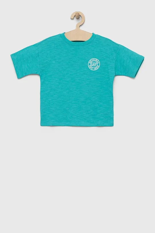 бірюзовий Дитяча бавовняна футболка GAP Для хлопчиків