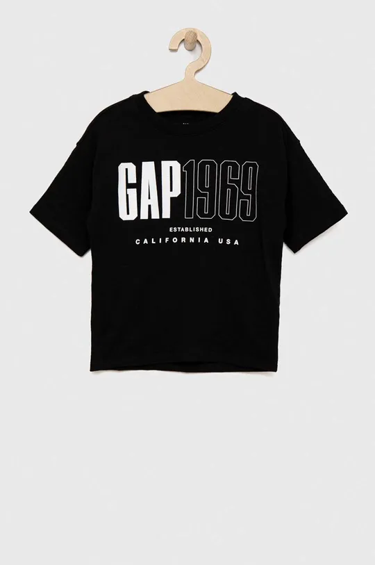 чёрный Детская хлопковая футболка GAP Для мальчиков