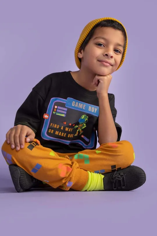 чёрный Детская хлопковая футболка Coccodrillo Для мальчиков