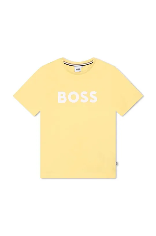 жёлтый Детская хлопковая футболка BOSS Для мальчиков