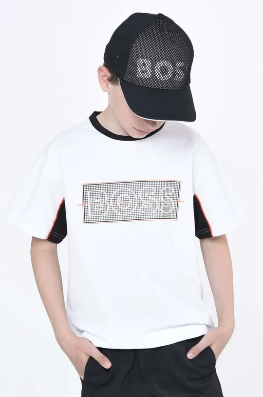 bela Otroška kratka majica BOSS Fantovski