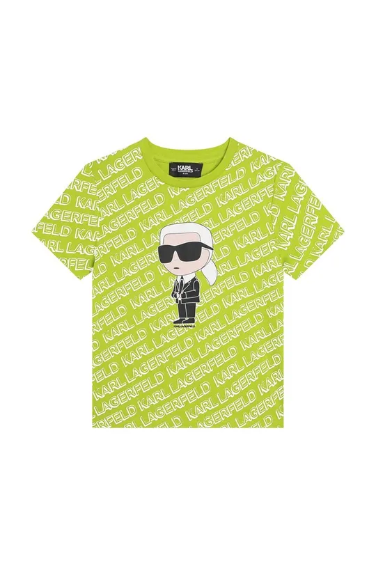 Otroška bombažna kratka majica Karl Lagerfeld zelena