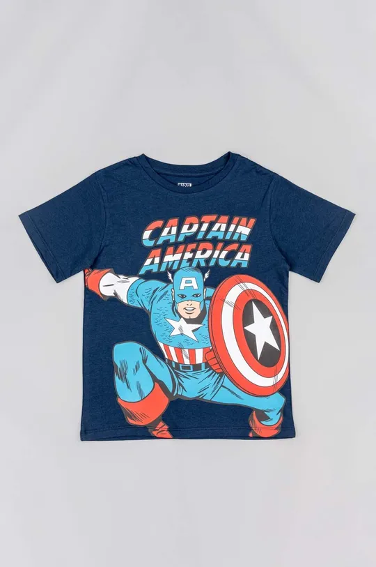 mornarsko modra Otroška bombažna kratka majica zippy x Marvel Fantovski