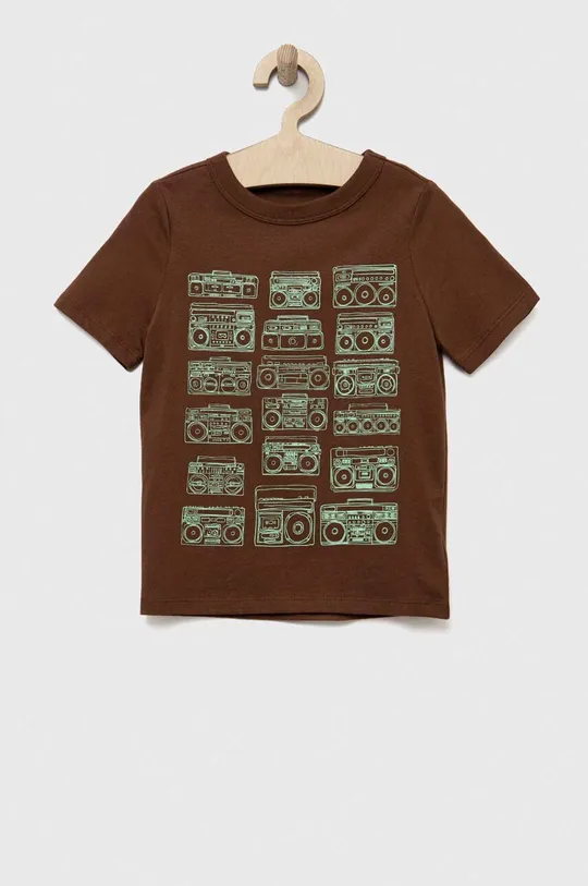 brązowy GAP t-shirt bawełniany dziecięcy Chłopięcy