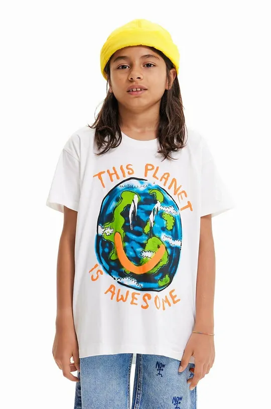 белый Детская хлопковая футболка Desigual Для мальчиков