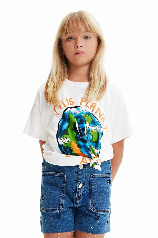 Desigual t-shirt bawełniany dziecięcy biały