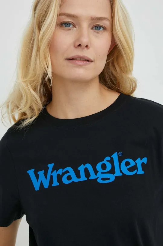 μαύρο Βαμβακερό μπλουζάκι Wrangler