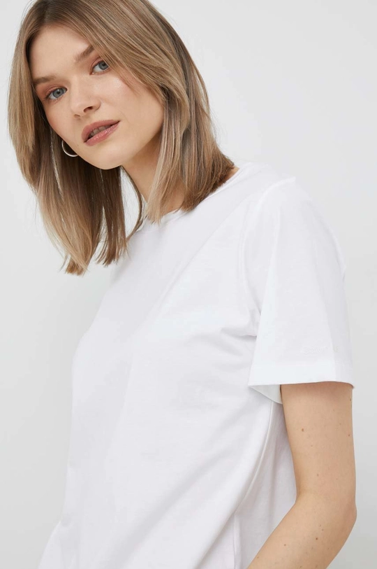 biały Calvin Klein t-shirt bawełniany