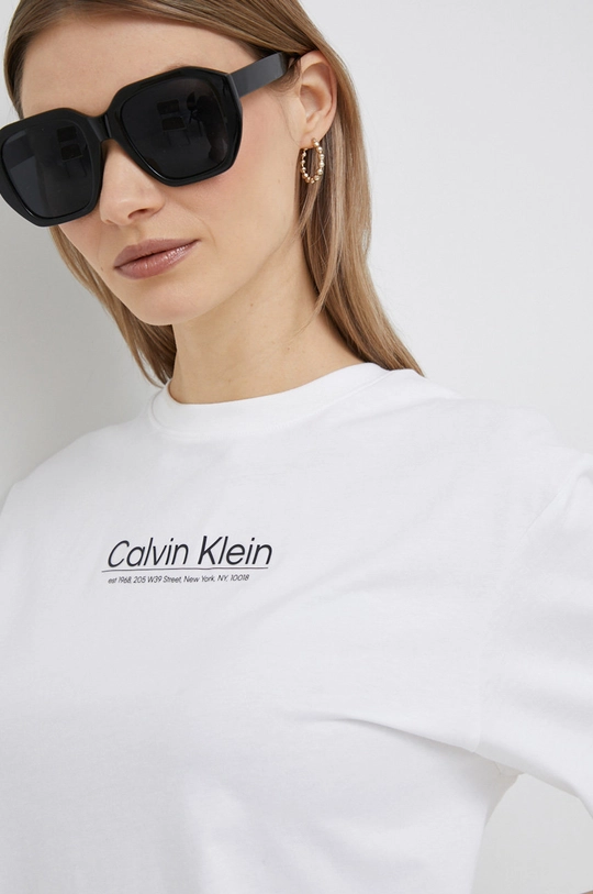 biela Bavlnené tričko Calvin Klein