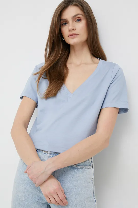 modra Bombažna kratka majica Calvin Klein Ženski