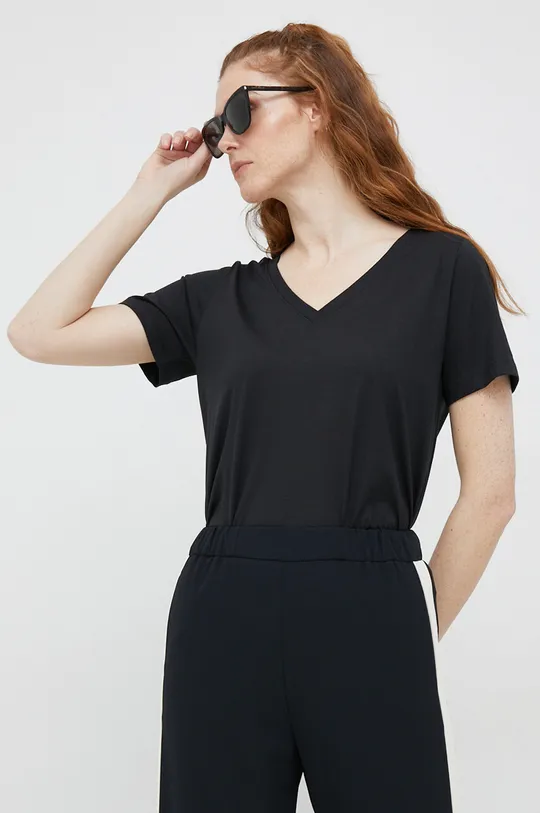 črna Bombažna kratka majica Calvin Klein Ženski