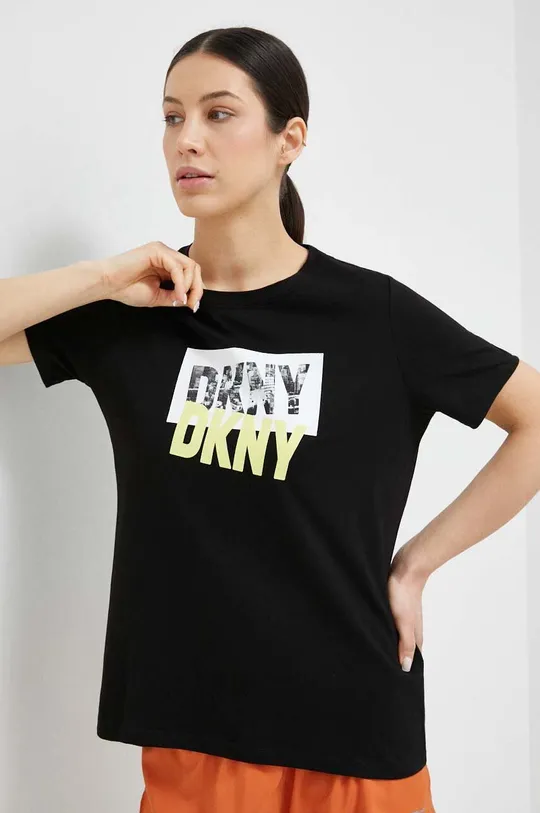 μαύρο Βαμβακερό μπλουζάκι Dkny Γυναικεία