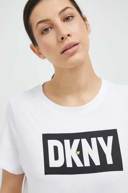 λευκό Βαμβακερό μπλουζάκι Dkny