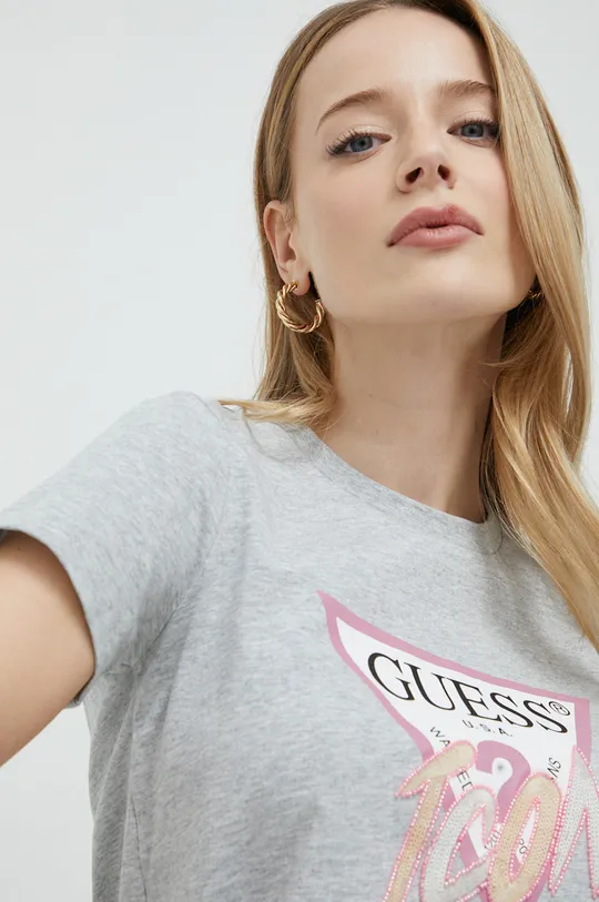 γκρί Βαμβακερό μπλουζάκι Guess Γυναικεία