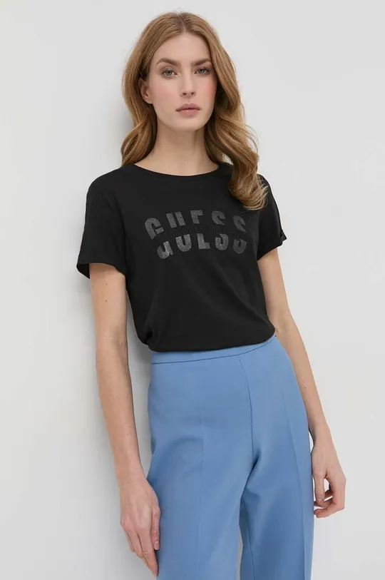 μαύρο Μπλουζάκι Guess Γυναικεία
