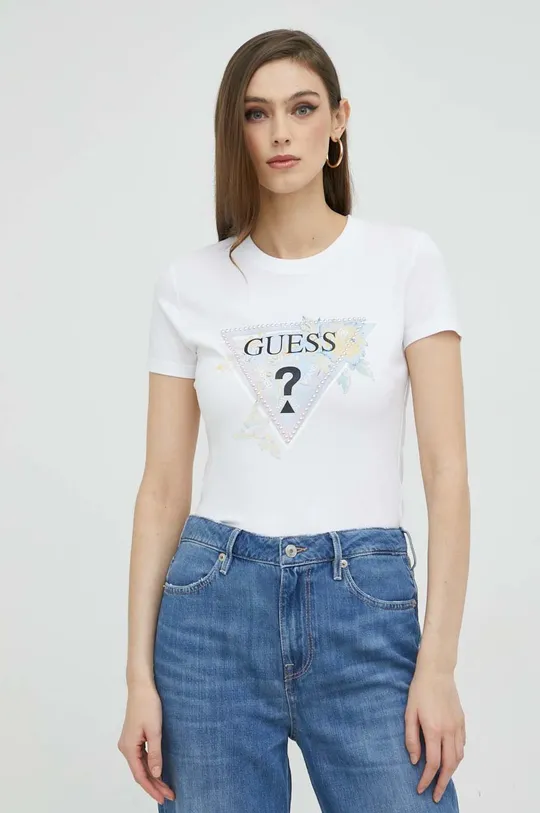 λευκό Μπλουζάκι Guess Γυναικεία