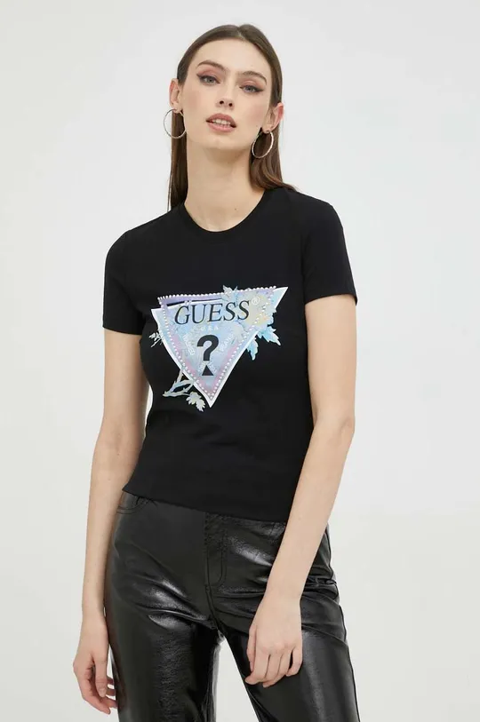 czarny Guess t-shirt Damski