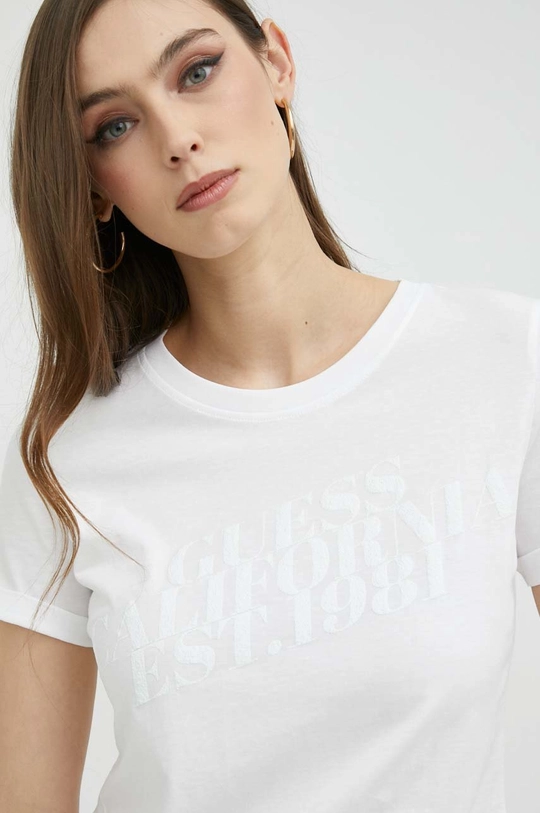 biały Guess t-shirt bawełniany