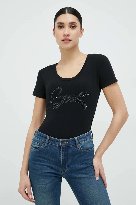 czarny Guess t-shirt Damski