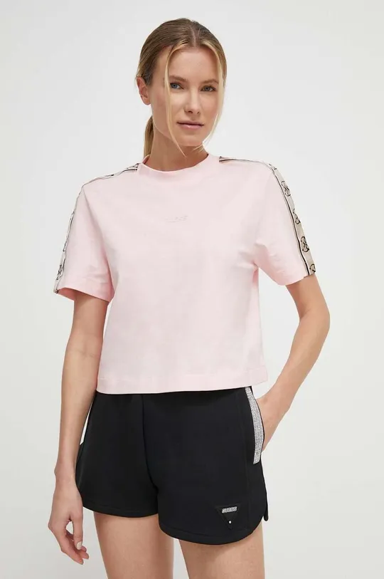 różowy Guess t-shirt bawełniany BRITNEY Damski