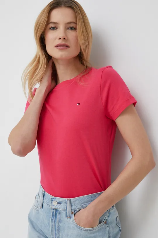 рожевий Бавовняна футболка Tommy Hilfiger Жіночий