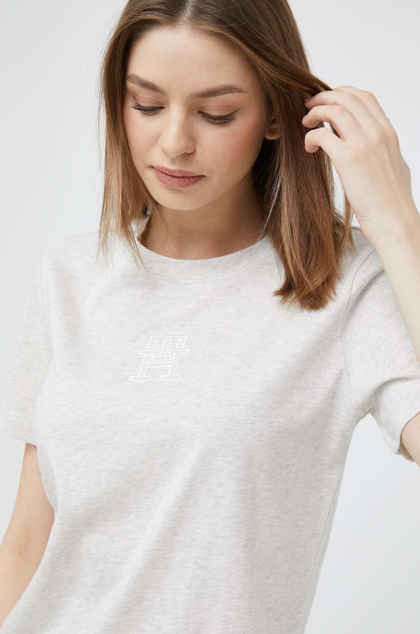 Tommy Hilfiger tshirt bawełniany kolor beżowy