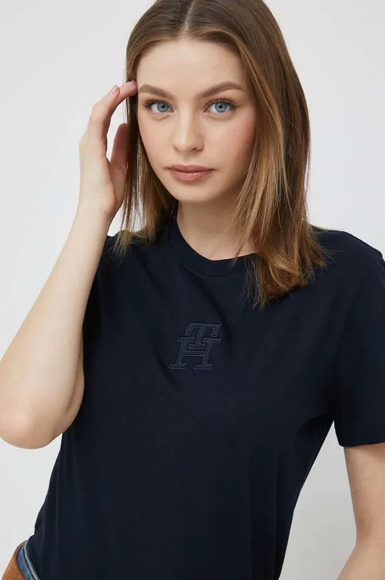 σκούρο μπλε Βαμβακερό μπλουζάκι Tommy Hilfiger Γυναικεία