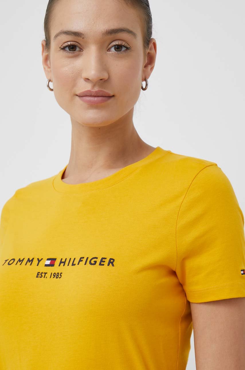 Tommy Hilfiger tshirt bawełniany kolor żółty